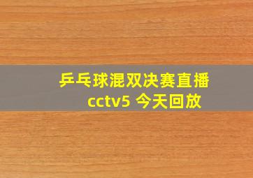 乒乓球混双决赛直播cctv5 今天回放